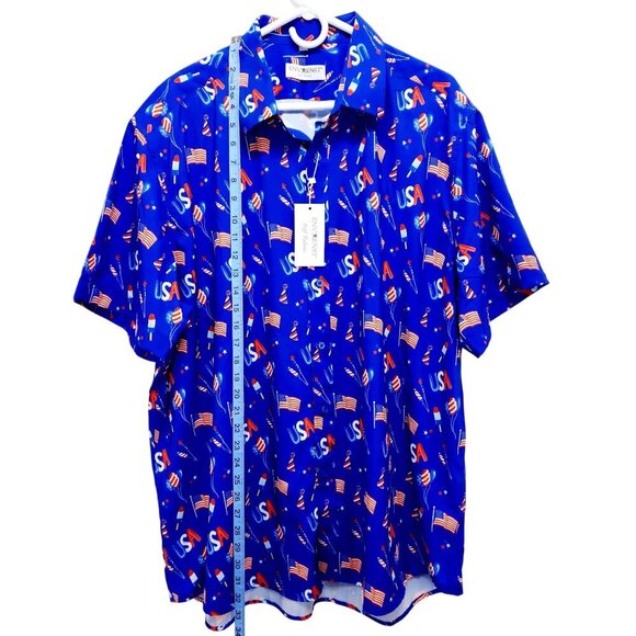 Patriotic Themed Mens Button-Up Shirt USA Print Short Sleeve Casual Fit Size XXL - Picture 3 of 11